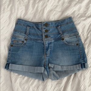 High waisted jean shorts